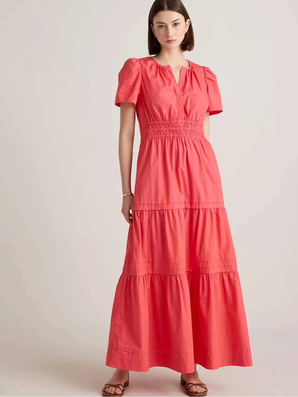 Quince Organic Cotton Poplin Tiered Maxi Dress